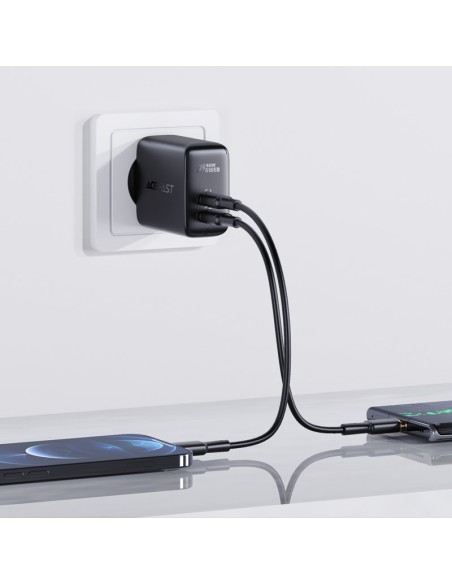 
Tinklo įkroviklis 2x USB-C 40W PPS PD QC 3.0 AFC FCP juodas
