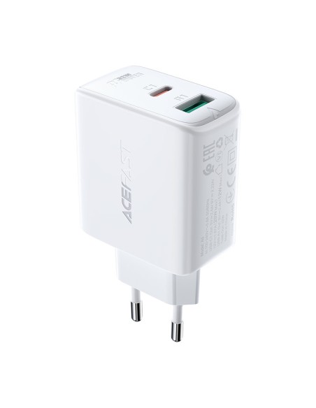 
USB-C USB 32W sieninis įkroviklis PPS PD QC 3.0 AFC FCP baltas
