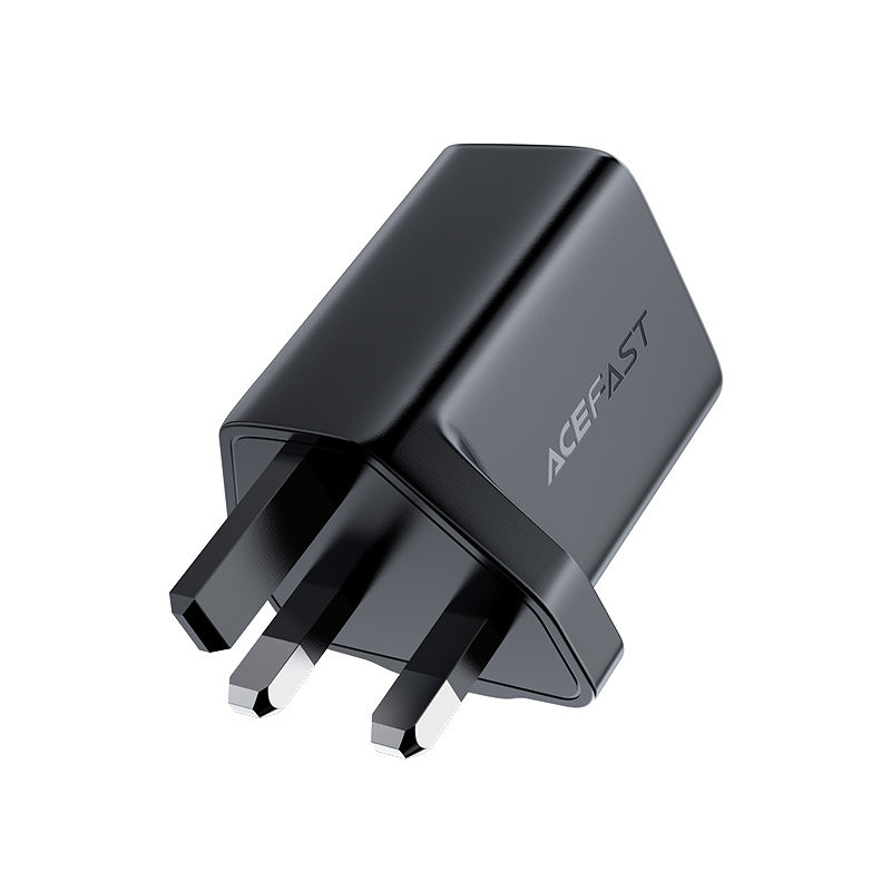 Angliškas maitinimo įkroviklis USB-C 20W PPS PD QC 3.0 AFC FCP UK kištukas juodas