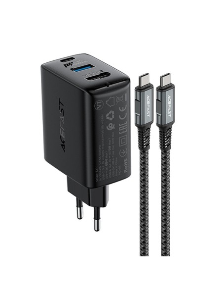 
2in1 įkroviklis su USB-C laidu + USB-C - HDMI 4K adapteris, juodas
