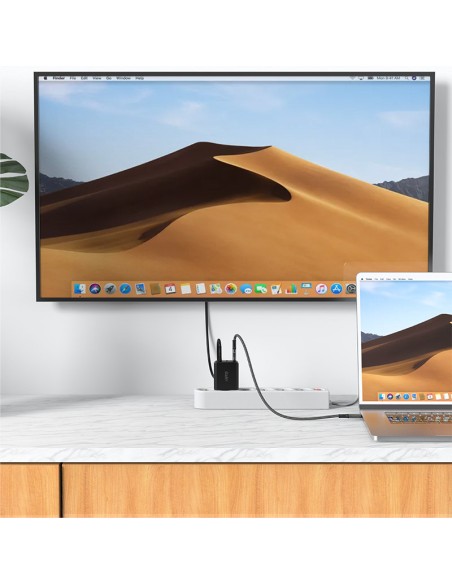 
2in1 įkroviklis su USB-C laidu + USB-C - HDMI 4K adapteris, juodas
