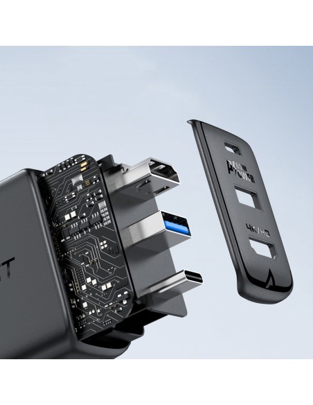 
2in1 įkroviklis su USB-C laidu + USB-C - HDMI 4K adapteris, juodas
