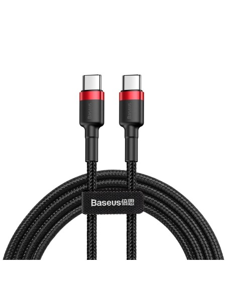 Patvarus lankstus kabelio laidas USB-C PD PD 2.0 60W 20V 3A QC3.0 1M juodai raudonas