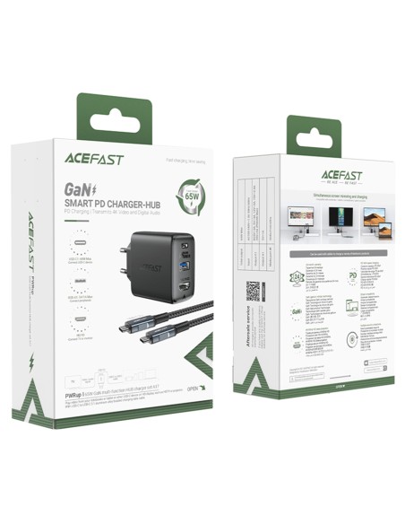 
2in1 įkroviklis su USB-C laidu + USB-C - HDMI 4K adapteris, juodas
