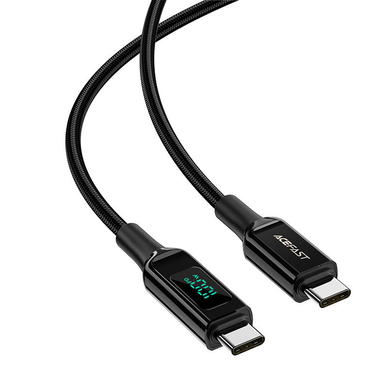 Pintas laidas su LED ekranu USB-C 100W 20V 5A 2m juodas