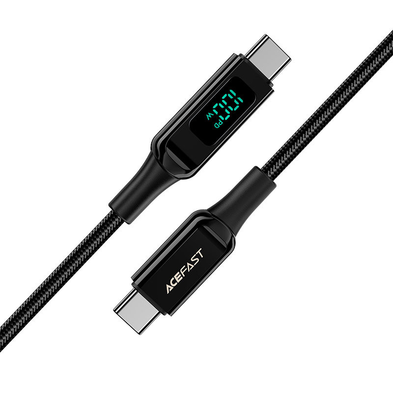 Pintas laidas su LED ekranu USB-C 100W 20V 5A 2m juodas