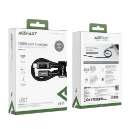 
Pintas laidas su LED ekranu USB-C 100W 20V 5A 2m juodas
