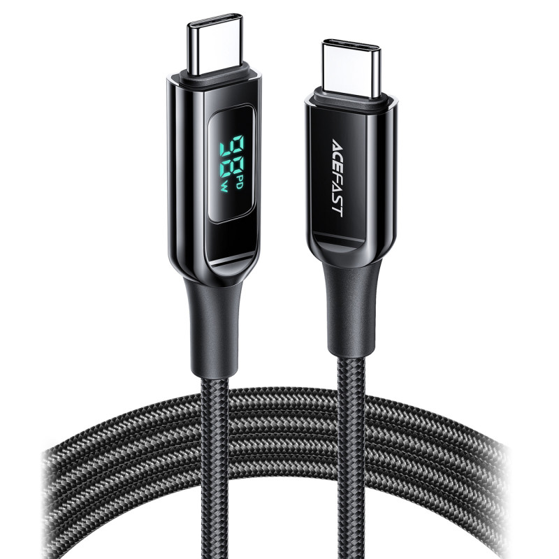 Pintas laidas su LED ekranu USB-C 100W 20V 5A 2m juodas