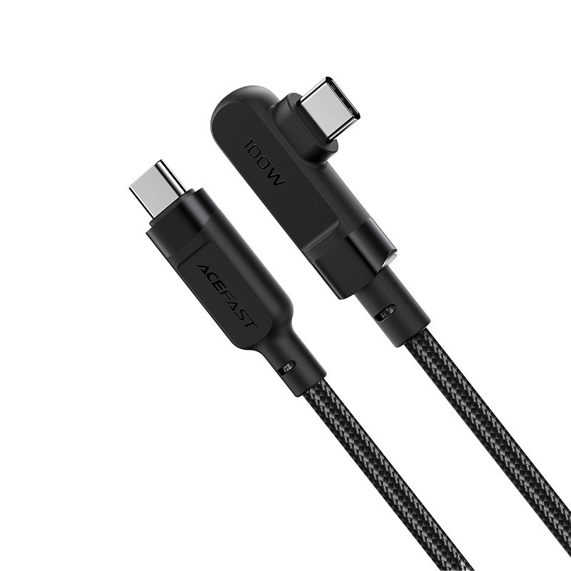 Pintas kampinis kabelis USB-C 100W 20V 5A 2m juodas