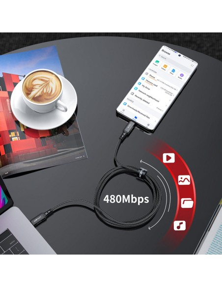 
Pintas kabelis USB-C 100W 20V 5A 2m juodas
