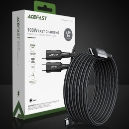 
Pintas kabelis USB-C 100W 20V 5A 2m juodas
