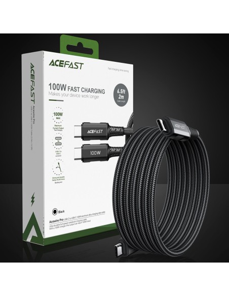 
Pintas kabelis USB-C 100W 20V 5A 2m juodas
