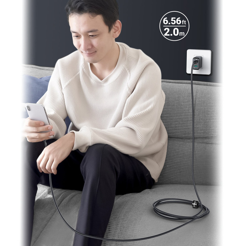 
Pintas kabelis USB-C 100W 20V 5A 2m juodas
