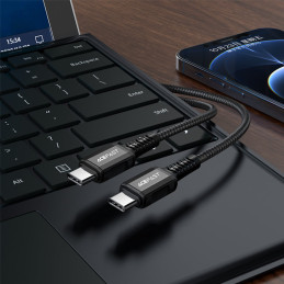 
Pintas kabelis USB-C 60W 20V 3A 1,2m juodas
