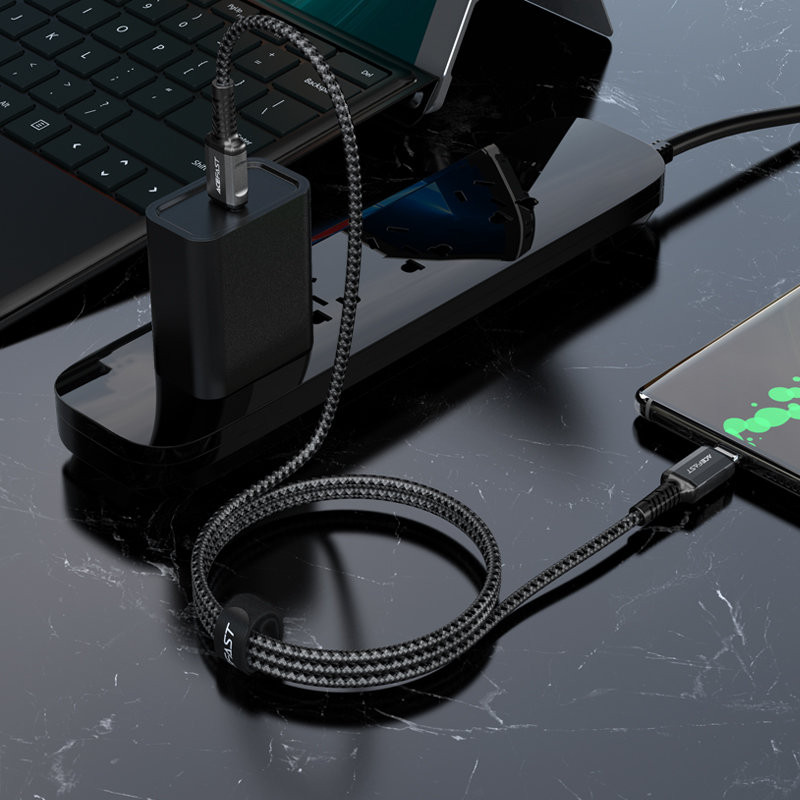 Pintas kabelis USB-C 60W 20V 3A 1,2m pilkas