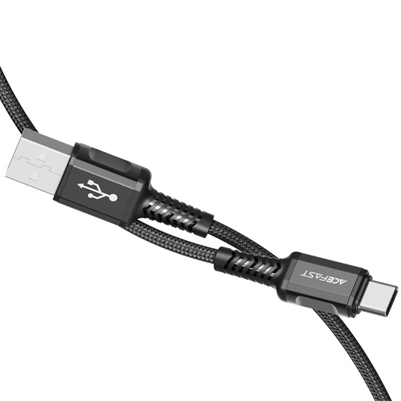 Pintas kabelis USB - USB-C 3A 1,2m juodas