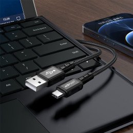 
Pintas kabelis USB - USB-C 3A 1,2m juodas
