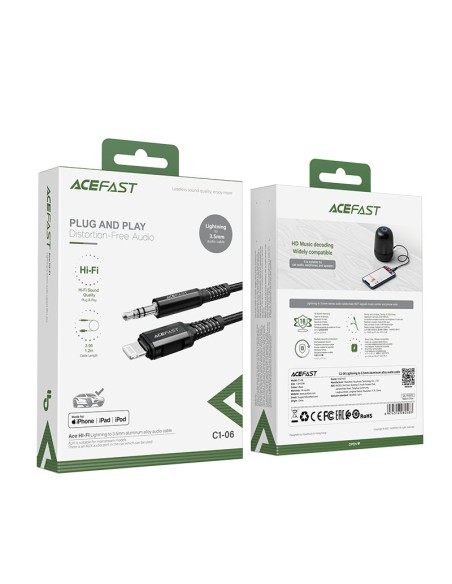 
AUX garso laidas iPhone MFI Lightning - 3,5 mm mini lizdas 1,2 m juodas
