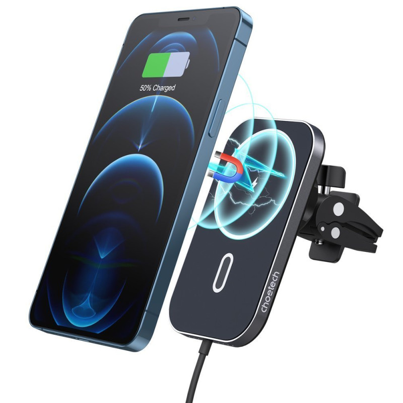 Magnetinis automobilinis laikiklis + Qi indukcinis pakrovėjas 15W juodas Magnetinis automobilinis laikiklis + Qi indukcinis pakrovėjas 15W juodas