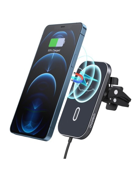 Magnetinis automobilinis laikiklis + Qi indukcinis pakrovėjas 15W juodas