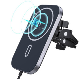 Magnetinis automobilinis laikiklis + Qi indukcinis pakrovėjas 15W juodas