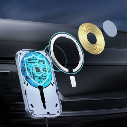Magnetinis automobilinis laikiklis + Qi indukcinis pakrovėjas 15W juodas