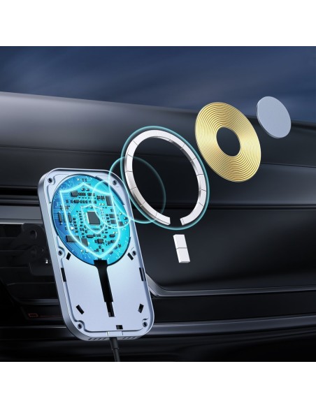 Magnetinis automobilinis laikiklis + Qi indukcinis pakrovėjas 15W juodas