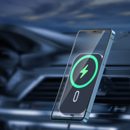 Magnetinis automobilinis laikiklis + Qi indukcinis pakrovėjas 15W juodas