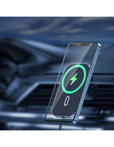Magnetinis automobilinis laikiklis + Qi indukcinis pakrovėjas 15W juodas