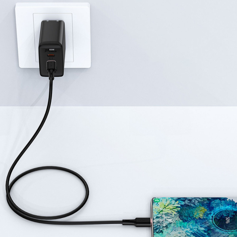 
USB-C laidas 60W 20V 3A 1,2m juodas
