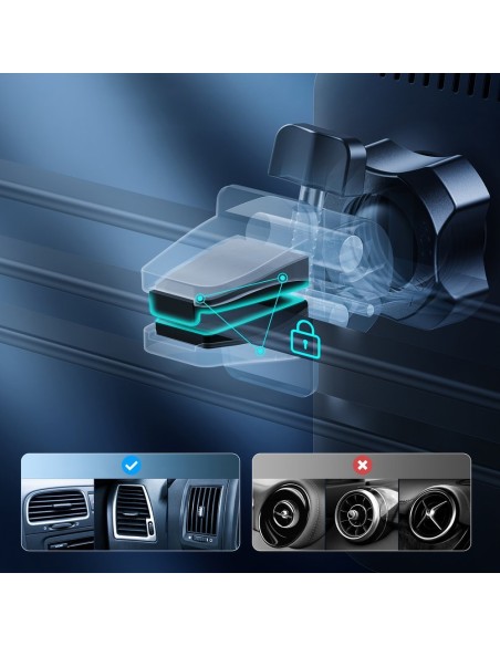 Magnetinis automobilinis laikiklis + Qi indukcinis pakrovėjas 15W juodas