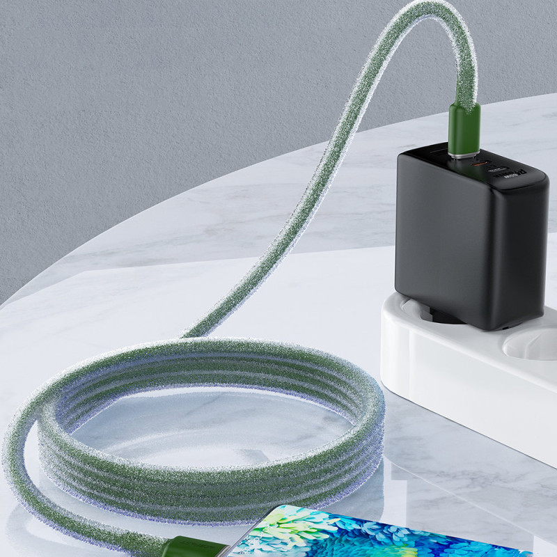 USB-C laidas 60W 20V 3A 1,2m alyvuogių žalia