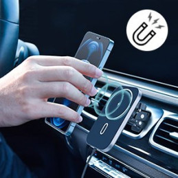 Magnetinis automobilinis laikiklis + Qi indukcinis pakrovėjas 15W juodas