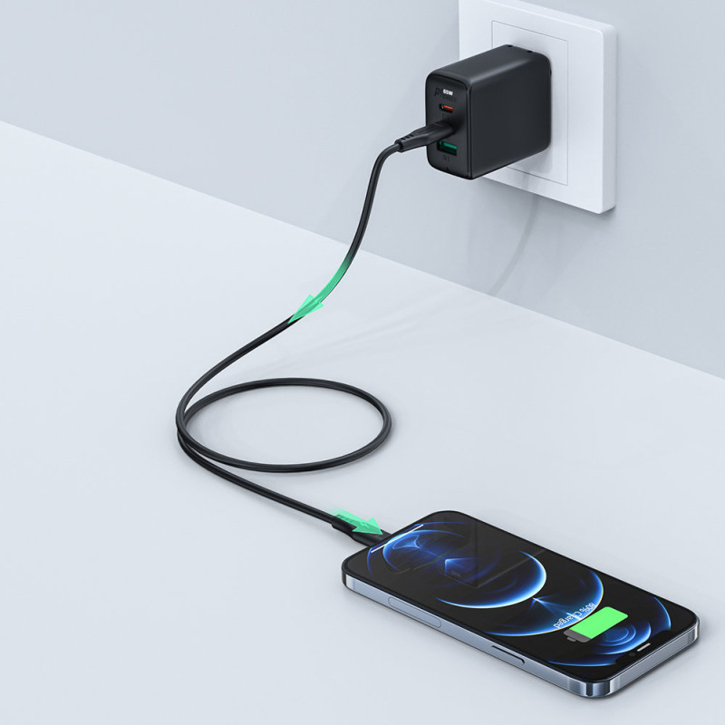Kabelis iPhone MFI USB-C - Lightning 30W 3A 1,2m baltas