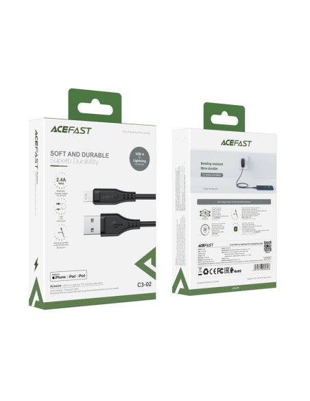 
Kabelis iPhone MFI USB - Lightning 2.4A 1.2m juodas
