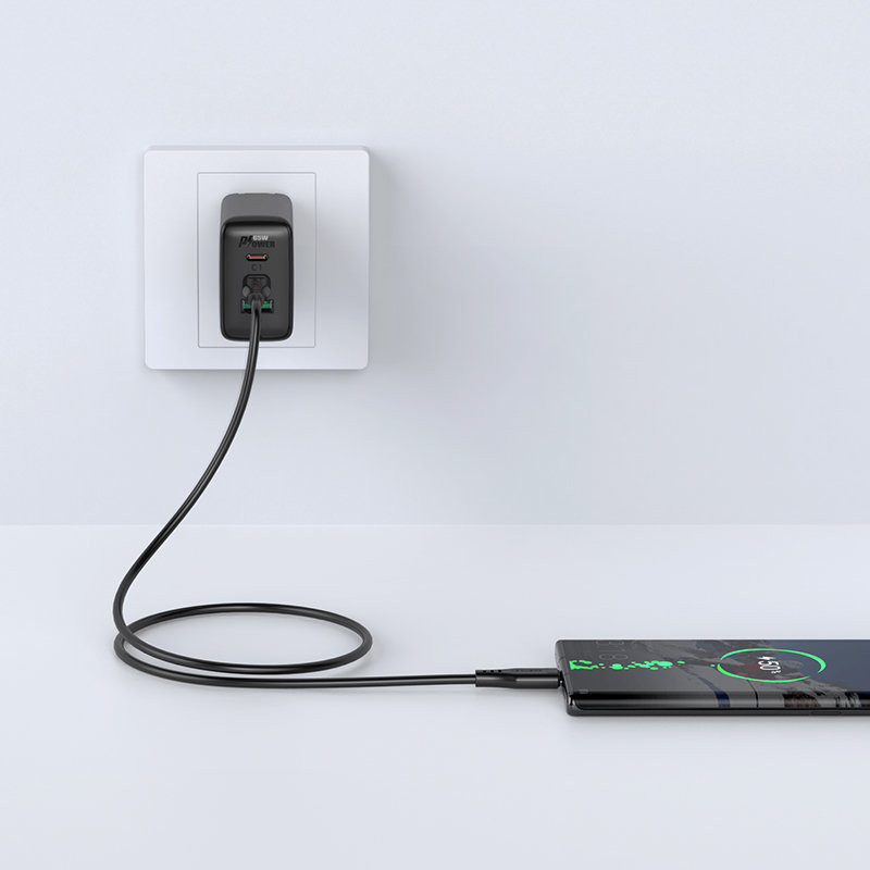 USB-C telefono laidas 60W 20V 3A 1,2m baltas