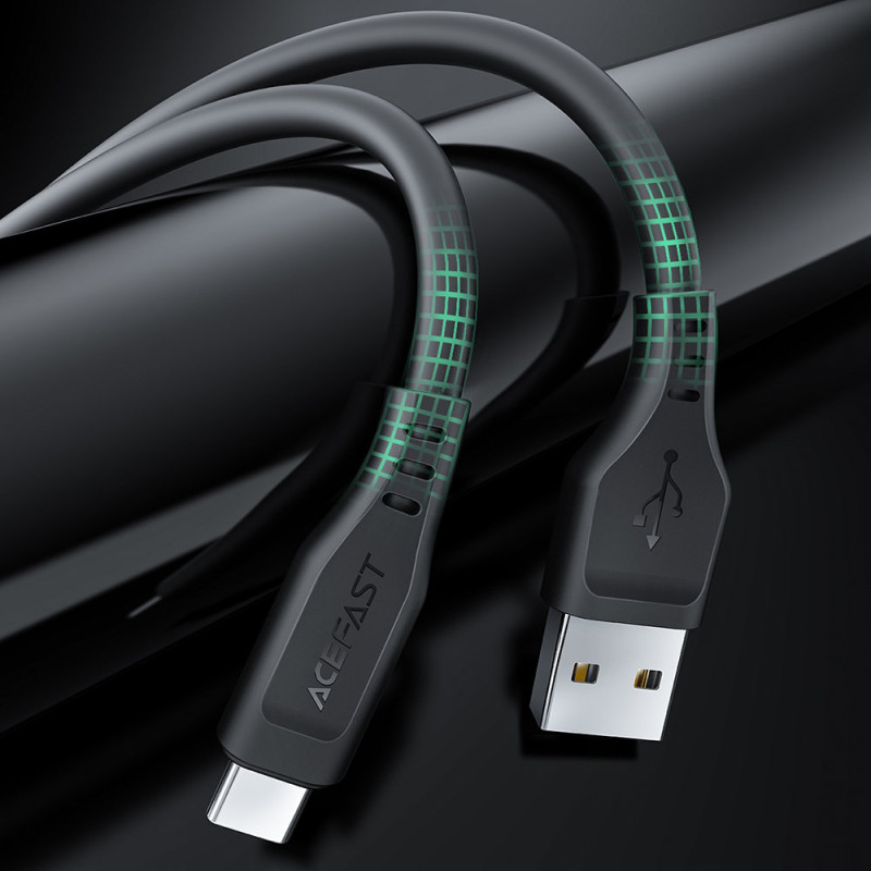 Telefono kabelis USB - USB-C 3A 1,2m juodas