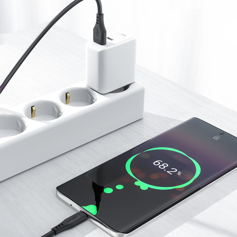 Telefono kabelis USB - USB-C 3A 1,2m baltas