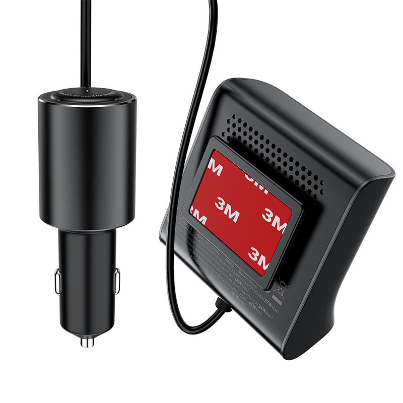 Automobilinio įkroviklio įkrovimo stotelė 90W USB-C 3x USB QC 3.0 juoda