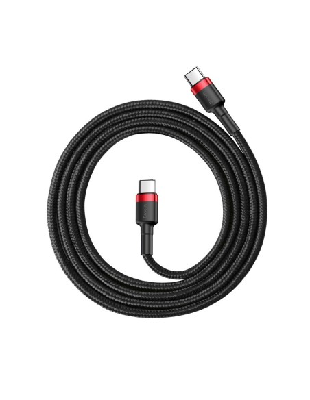 Patvarus lankstus kabelio laidas USB-C PD PD 2.0 60W 20V 3A QC3.0 1M juodai raudonas