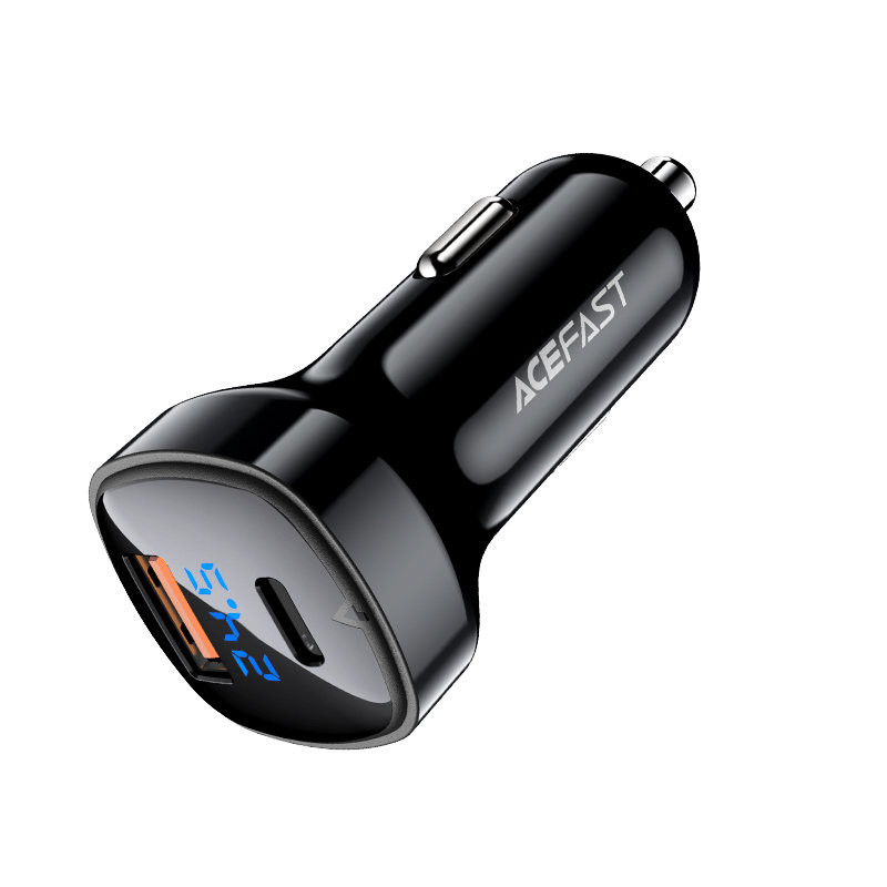 
66 W USB-C USB Power Delivery QC 4.0 FCP automobilinis įkroviklis, juodas
