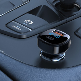 
66 W USB-C USB Power Delivery QC 4.0 FCP automobilinis įkroviklis, juodas
