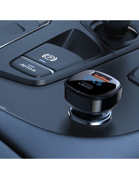 
66 W USB-C USB Power Delivery QC 4.0 FCP automobilinis įkroviklis, juodas
