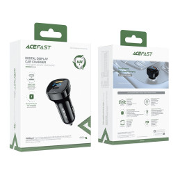 
66 W USB-C USB Power Delivery QC 4.0 FCP automobilinis įkroviklis, juodas
