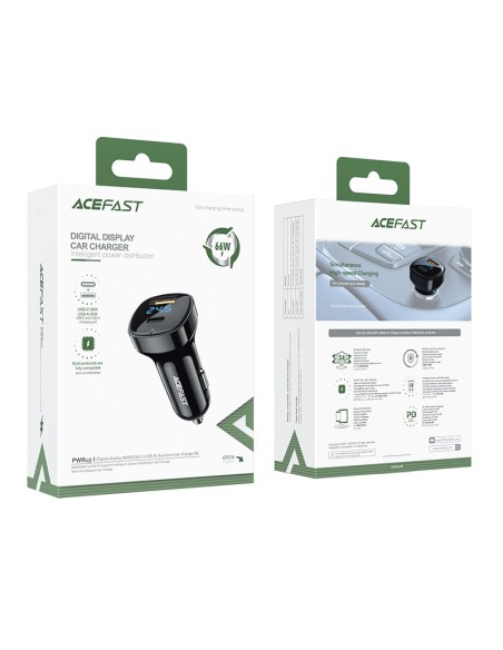 
66 W USB-C USB Power Delivery QC 4.0 FCP automobilinis įkroviklis, juodas
