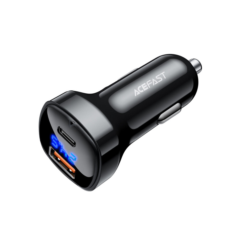 
66 W USB-C USB Power Delivery QC 4.0 FCP automobilinis įkroviklis, juodas
