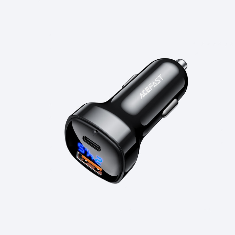 
66 W USB-C USB Power Delivery QC 4.0 FCP automobilinis įkroviklis, juodas
