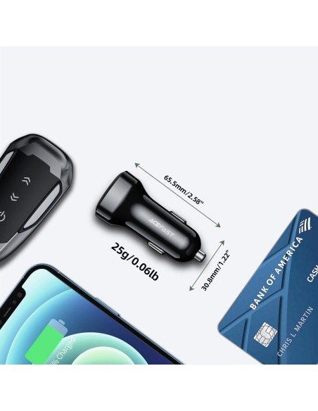 
66 W USB-C USB Power Delivery QC 4.0 FCP automobilinis įkroviklis, juodas
