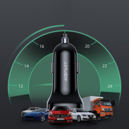 
66 W USB-C USB Power Delivery QC 4.0 FCP automobilinis įkroviklis, juodas
