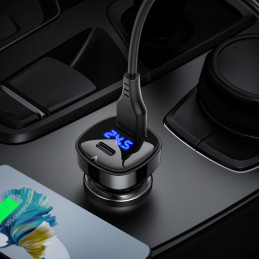 
66 W USB-C USB Power Delivery QC 4.0 FCP automobilinis įkroviklis, juodas
